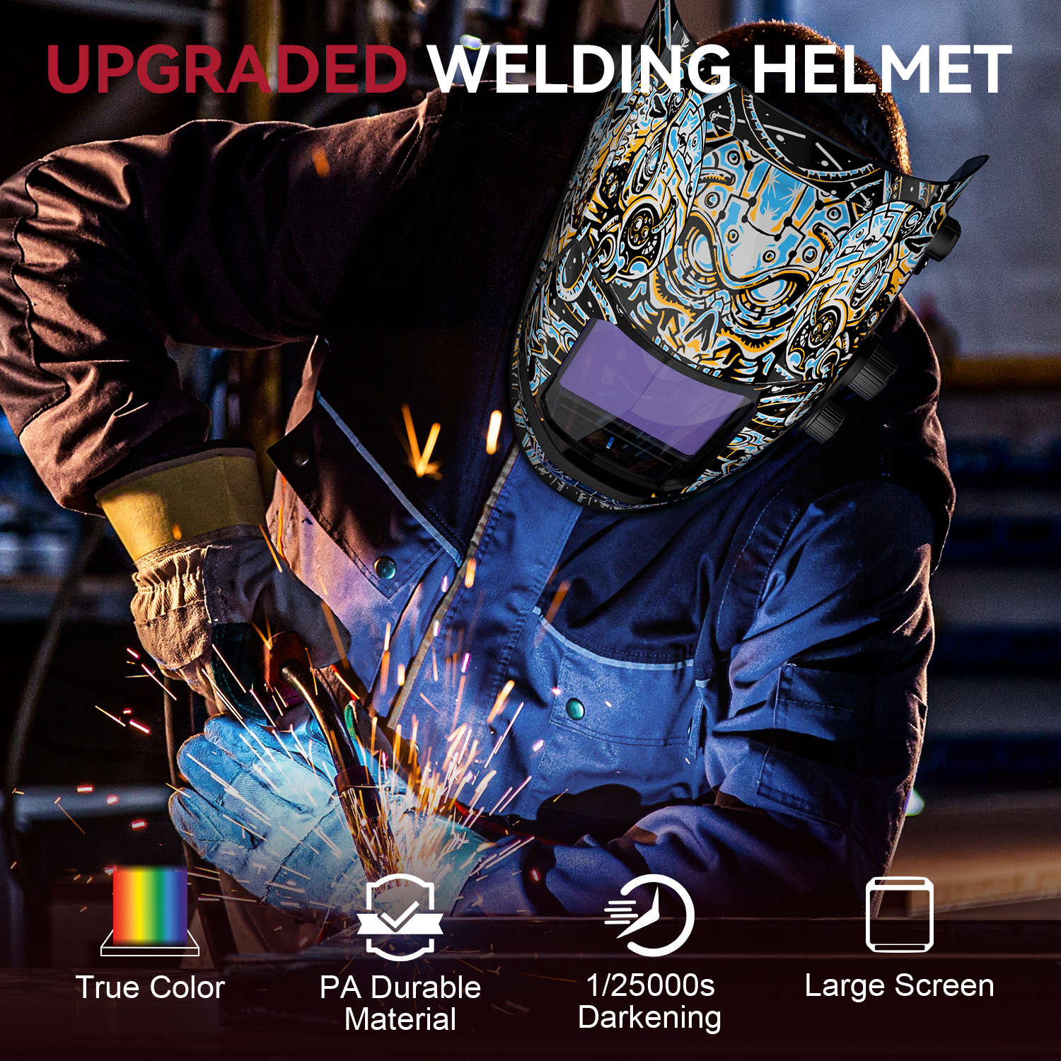 3.94"X3.66" Large View Welding Helmet Skeleton Technology VisionMax X200 - Image 3