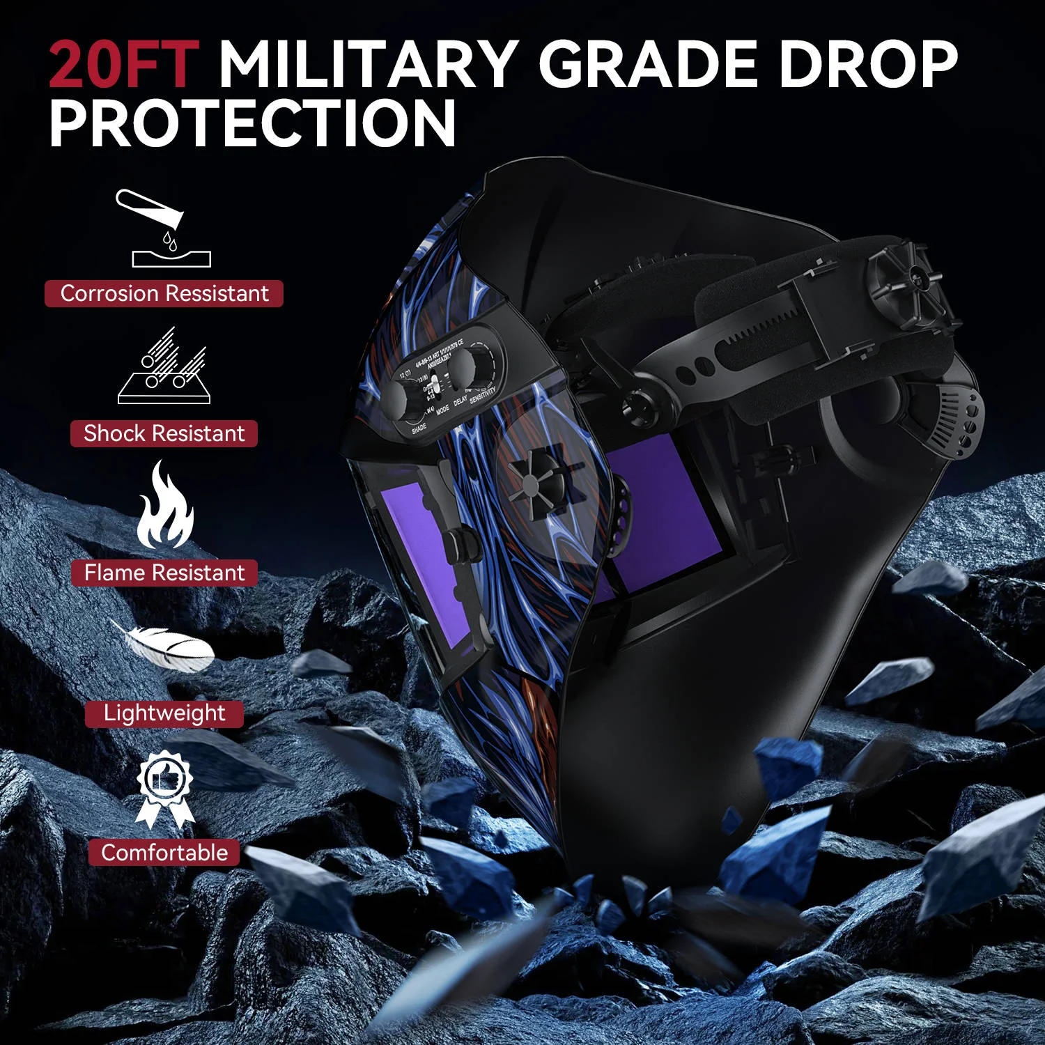 Super Large Viewing Welding Helmet 8.46"X2.75" Venom True Color Welding Helmet with Side View HSH-C90 - Image 3