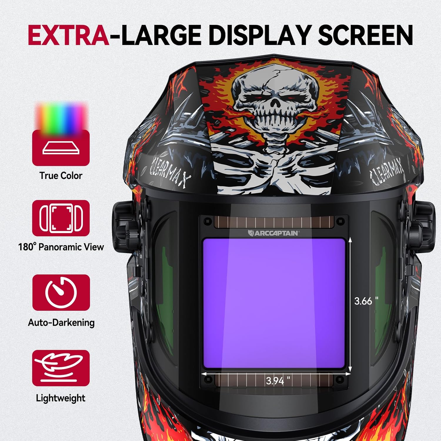 Super Large View Welding Helmet Skull Knight EXSpace X300 - Image 3